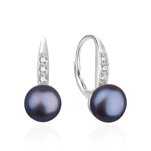 Agato Cercei frumoși din argint cu perlă neagră AGT-E233L-PBK