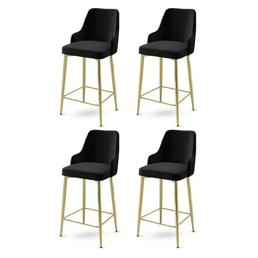 Set de scaune de bar Enox Black and Gold, 4 buc., negru, 4 buc