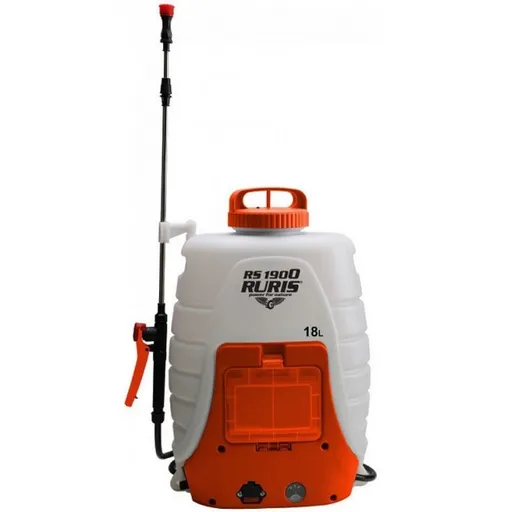 Pulverizator electric RURIS RS 1900, 30 W, capacitate rezervor 18 litri, presiune 6 bar, debit 2.9 l/min, acumulator 12 V, 8 Ah, cu 5 duze stropire
