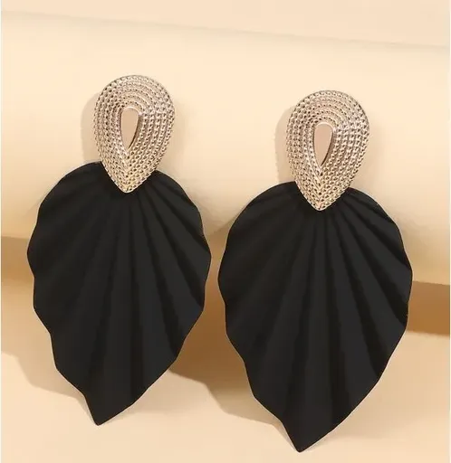 Cercei Eleganti de Seara cu Surub Black Leaf - 11191016