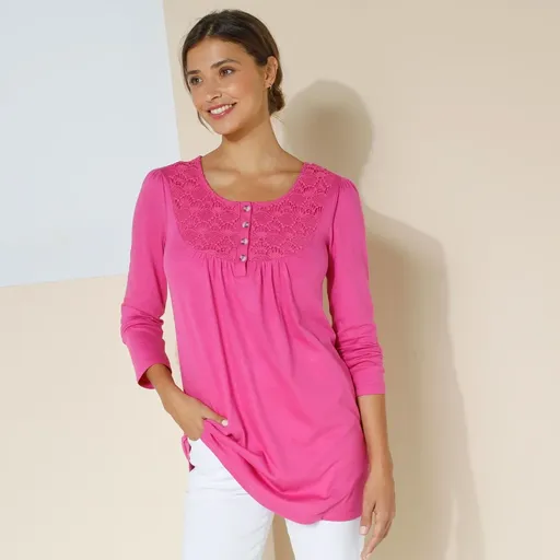 Cămașă lungă cu macramé și mâneci lungi