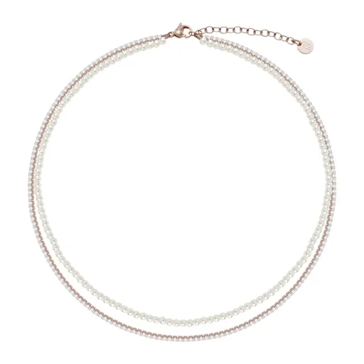 Liu Jo Colier dublu de perle placat cu aur pentru femei LJ3028