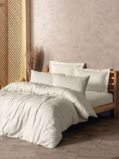 Lenjerie de pat dubla, L'essentiel Maison, Plaid, Crem