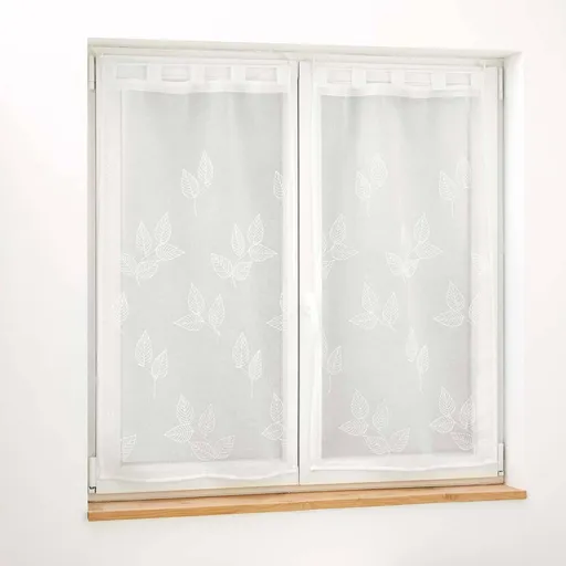 pereche de perdele drepte cu broderie cu frunze