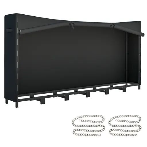 Outsunny Suport de Lemne pentru Exterior din Oțel, cu Acoperire Impermeabilă Oxford 600D, Structură Reglabilă și Lanțuri Metalice, Suport de Lemne Rid