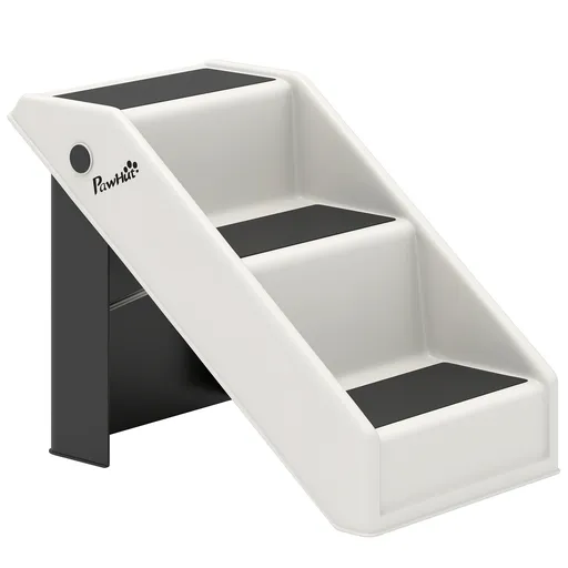 PawHut Scară pentru Câini și Pisici cu 3 Trepte Antiderapante, Design Pliabil cu Capacitate de 10 kg, Crem | Aosom Romania