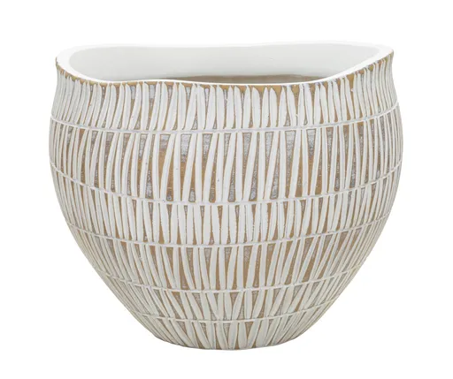 Ghiveci Stiky, Mauro Ferretti, 26x20.5 cm, polirasina, auriu/alb