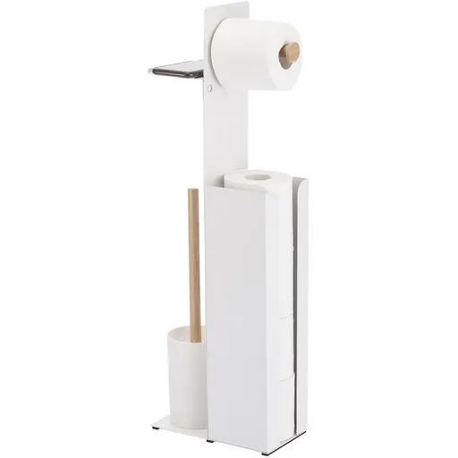 Spirella Suport pentru hârtie igienică cu perie și suport Yoni 67 x 22 x 12 cm, alb, alb