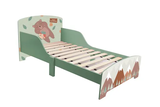 Pat pentru copii Green Forest, U-grow, 143x92.5x60 cm, lemn, verde
