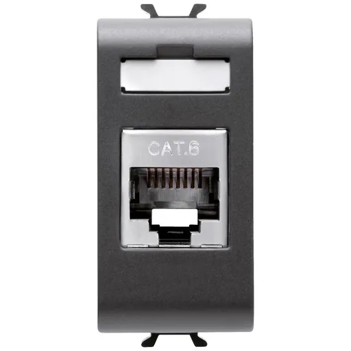 Priza RJ45 CAT6 FTP 1 modul Gewiss Chorus GW12424, negru satin