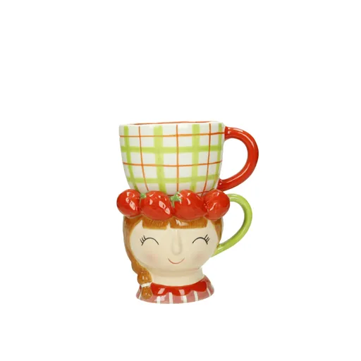 Set 2 cesti, Strawberry Double Lady, Brandani, 10.5x17.5 cm, dolomit