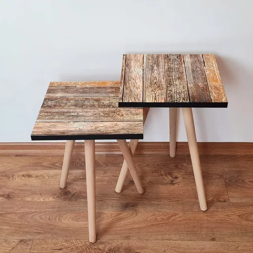 Set masute 2 piese, Hanah Home, 2Shp121, Maro / Camel