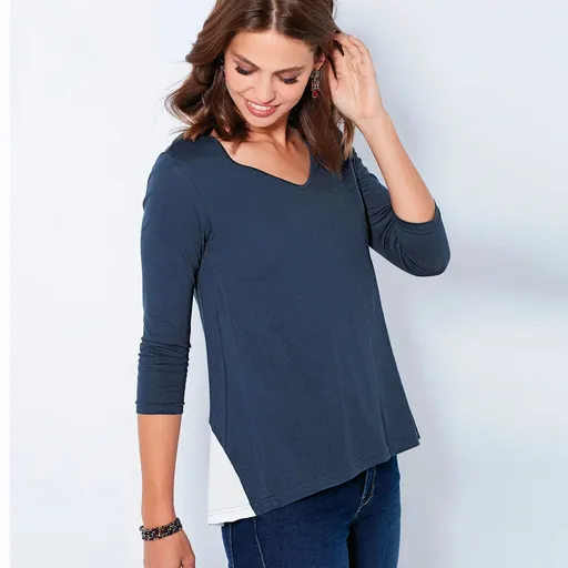 Tricou cu inserție contrastantă și fundă