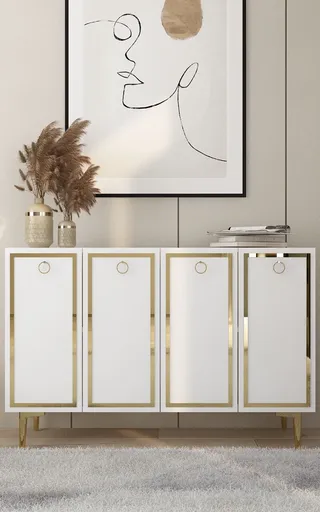 Consola, Hanah Home, Wolly KM120, 120x75x29.6 cm, Alb/Auriu