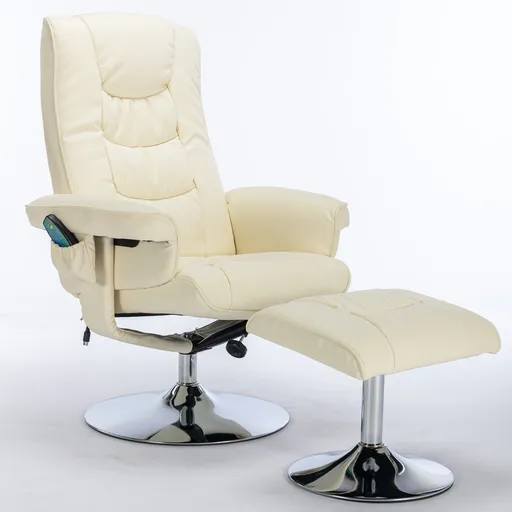 Fotoliu de masaj cu piele PU, Bej | Aosom Romania