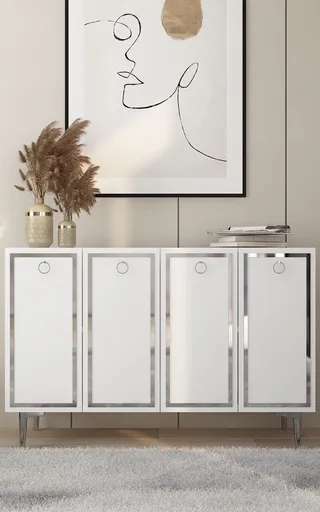 Consola, Hanah Home, Wolly KM120, 120x75x29.6 cm, Alb / Argintiu