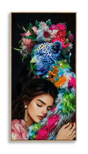 Tablou decorativ Moira -B, Mauro Ferretti, 52x102 cm, lemn de pin/canvas pictat si lacuit, multicolor