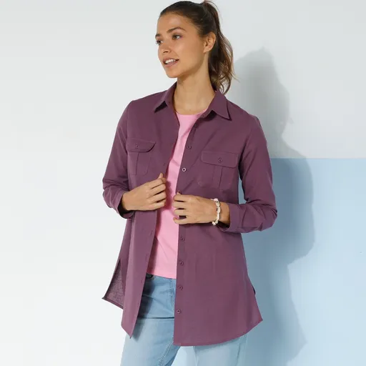 Cămașă lungă de culoare solidă