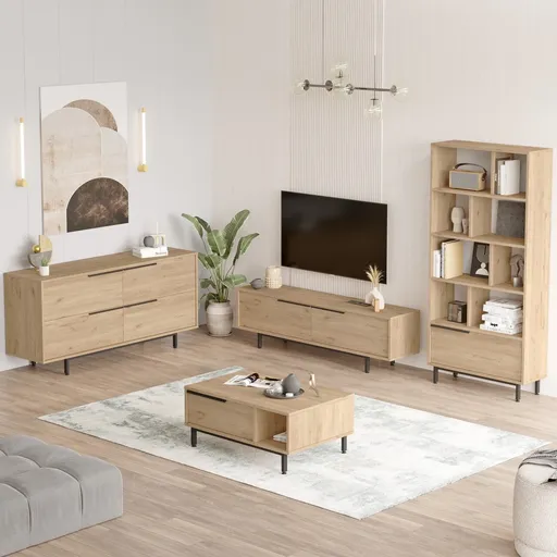 Set mobilier living, Hanah Home, ON21-S, Stejar