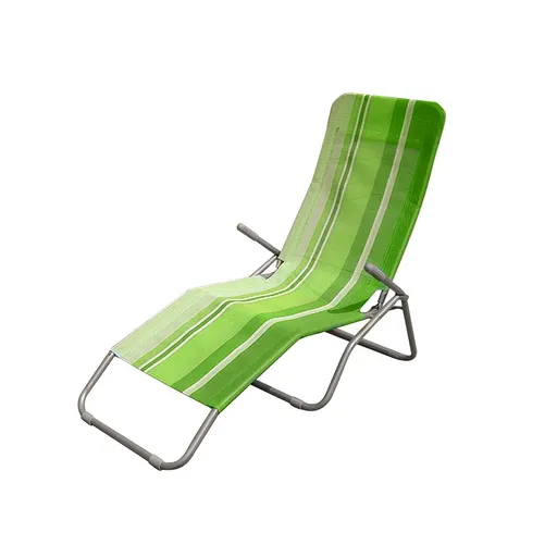 Șezlong pliant de plajă Happy Green dungi verde