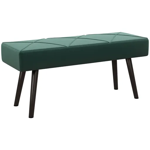 HOMCOM Bancă pentru Capătul Patului, Bancă cu Picioare din Oțel și Țesătură cu Efect de Catifea, 100x36x45 cm, Verde | Aosom Romania