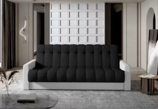 Canapea extensibila 3 locuri ELTAP, Garett, 212x85x90 cm, lemn/poliester, negru/alb