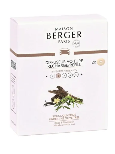 Maison Berger Paris Rezervă de schimb pentru difuzor auto Olive Tree (Car Diffuser Recharge/Refill) 2 buc