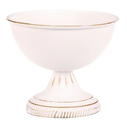 Calyx metalic pentru aranjamente florale, alb, 13 x 13 x 11 cm