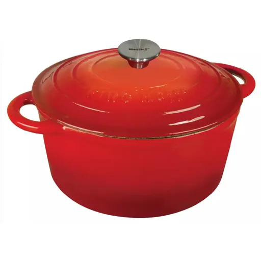 Oala din fonta Kinghoff KH 1614, 2,4 litri, 21 cm, emailata, cu inductie, Rosu