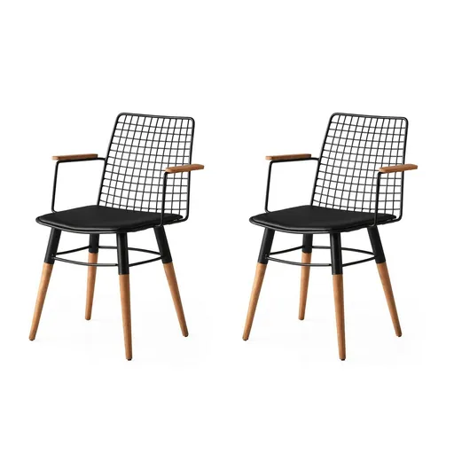 Set de scaune de sufragerie Trend Black andWalnut, 2 buc.