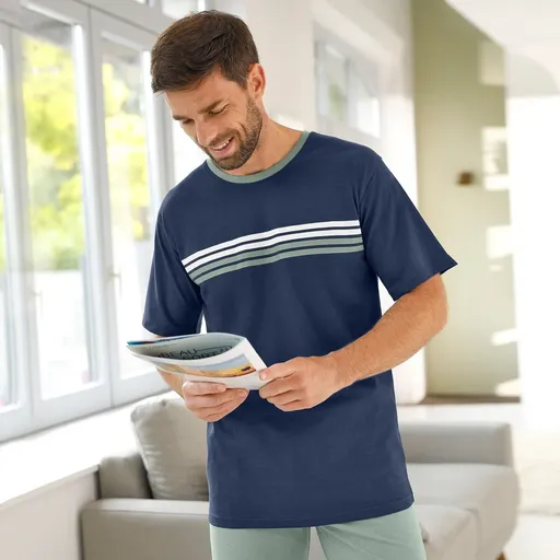 Cămașă de pijama cu mânecă scurtă, în dungi