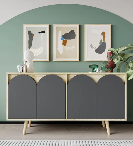 Consola, Hanah Home, Venezia 150, 150x80x45 cm, PAL, Stejar safir / Antracit