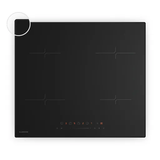 Klarstein Plită cu inducție Velaire, elegantă, minimalistă, puternică, 4 zone de gătit, 7000 W, 60 cm