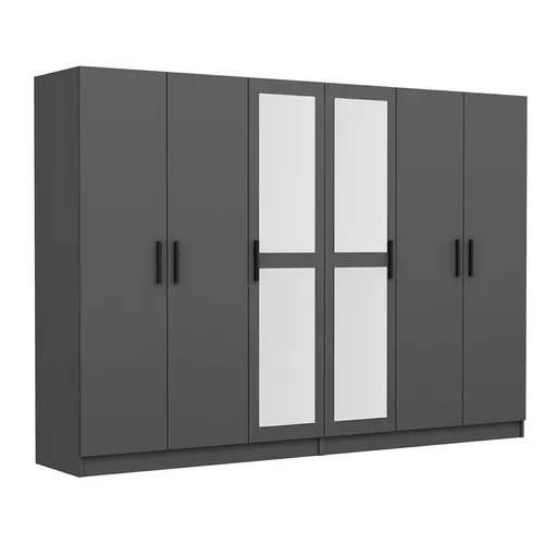 Dulap pentru haine, Hanah Home, Kale, 270x190x52 cm, Antracit