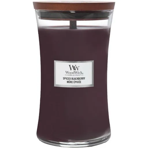 Lumânare parfumată vază mare WoodWick Spiced Blackberry, 609 g