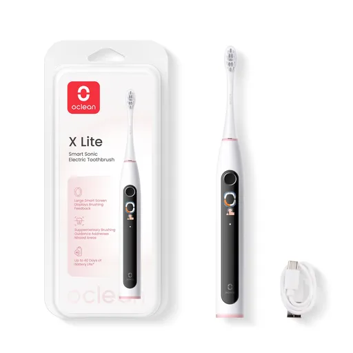 Periuta de dinti electrica Oclean X Lite, 72000 rpm, 5 moduri, Ecran tactil, Autonomie pana la 40 zile, Raportarea zonelor curatate, Gri deschis