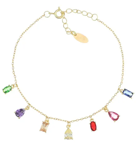 Amen Brățară placată cu aur cu zirconii colorate Elegance BRRAGMZ1