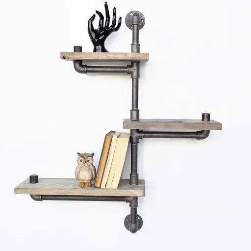 Raft de perete, Hanah Home, Boruraf013, 65x75x14 cm, Nuc negru