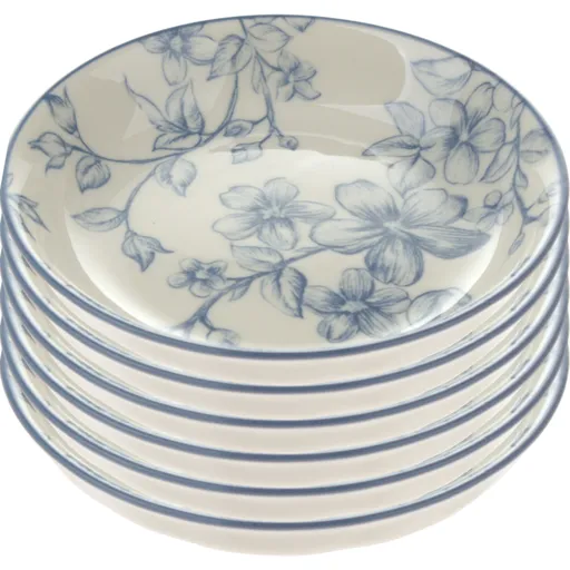 Set of 6 dessert plates Delicate Flowers 10 cm, blue, albastru