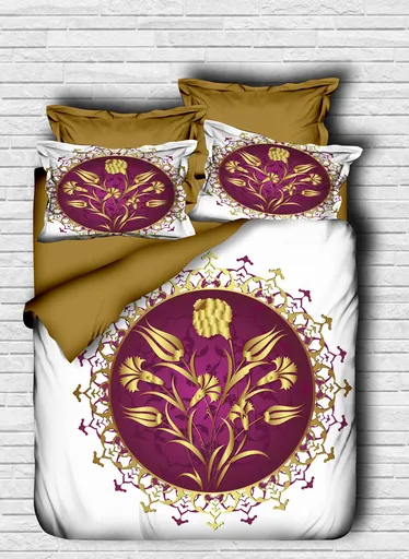 Lenjerie de pat pentru o persoana, L'essentiel Maison, 139, Brown / Purple / White