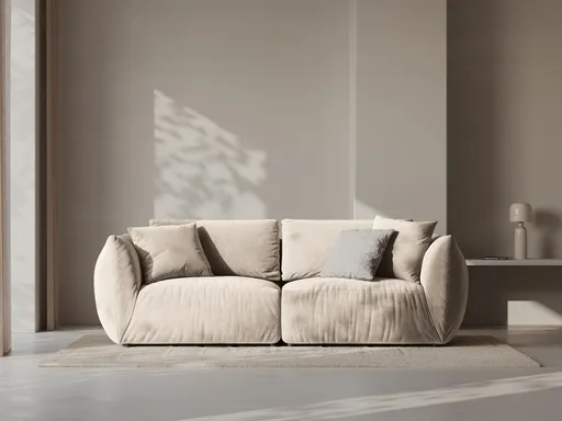 Canapea modulara 3 locuri, Chris-184, Micadoni Home, 220x100x80 cm, catifea, ecru