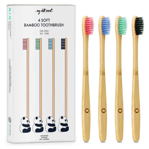 My White Secret Periuță de dinți din bambus (Bamboo Toothbrush) 4 bucăți