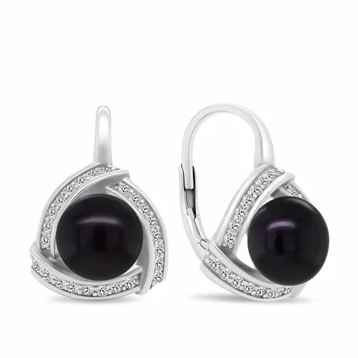 Brilio Silver Cercei de lux din argint cu perlă neagră EA393WBC