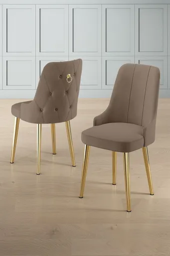 Set scaune 2 piese, Hanah Home, Newa, Cappuccino / Aur