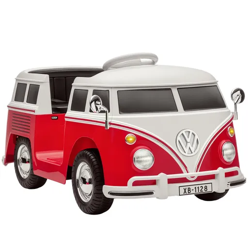 AIYAPLAY Mașinuță Electrică pentru Copii Licență Volkswagen T1 cu MP3 Player, din Metal și PP, 89x49x41.5 cm, Roșu | Aosom Romania
