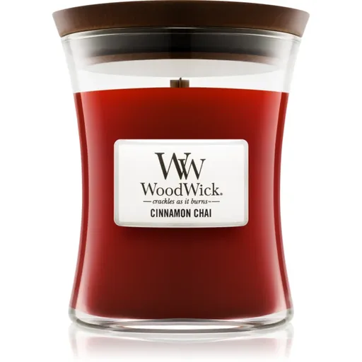 Woodwick Cinnamon Chai lumânare parfumată cu fitil din lemn 275 g