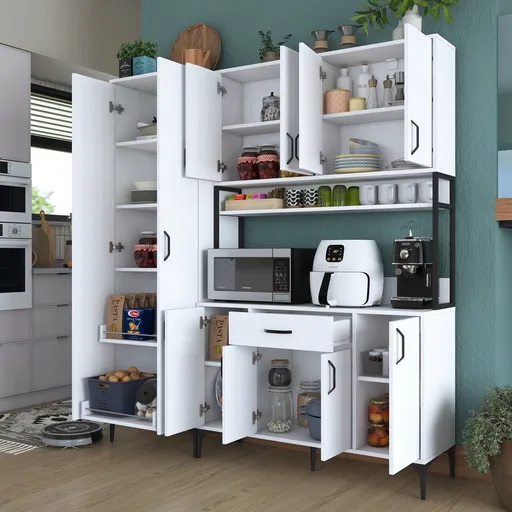 Dulap multifunctional, Hanah Home, JE133, 180x198.6x40 cm, Alb