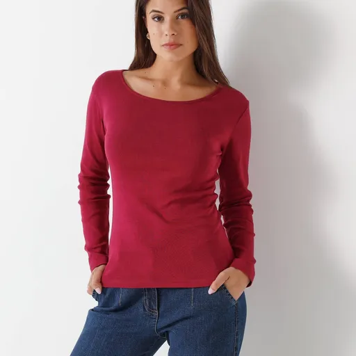 Tricou cu mânecă lungă, de culoare uni, confecționat din bumbac organic