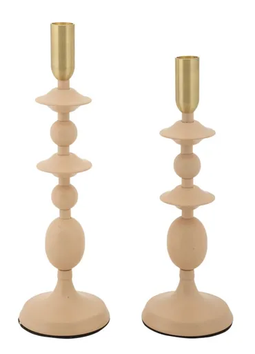 Mauro Ferretti Set Suport Lumanare Gemini Roz 2 Bucati Cm Ø10X29-10X31 | Aosom Romania