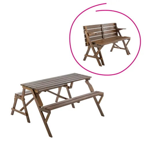 Masă/bancă de grădină, 2 în 1, maro, ZAGIR
